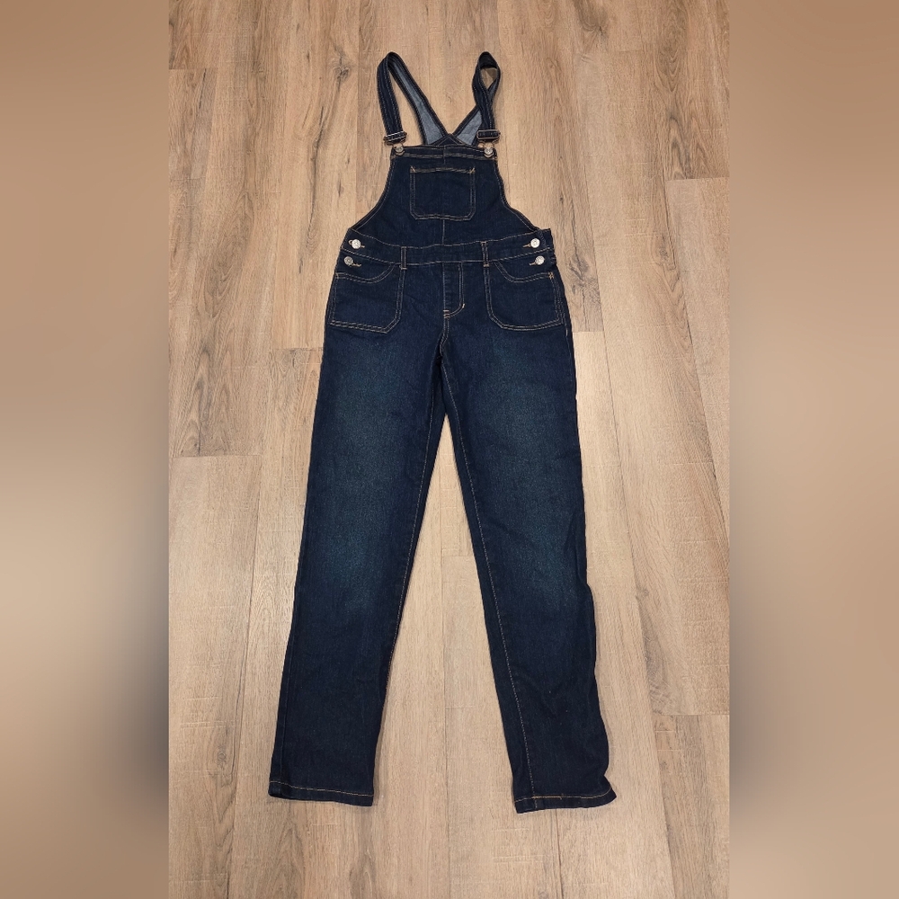 Y2K Jordache Bib Denim Overalls Sz 10-12 Girls Jrs Dark Wash 90s Y2K Farm READ